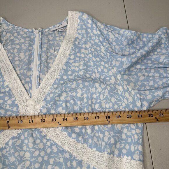 Rixo x Target Midi Swing Dress Size 16W Floral Puff Sleeve Lace Powder Blue - Picture 7 of 10